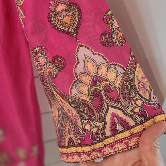 Old Navy Vibrant Pink Tunic with Paisley Trim - Picture 3 of 5